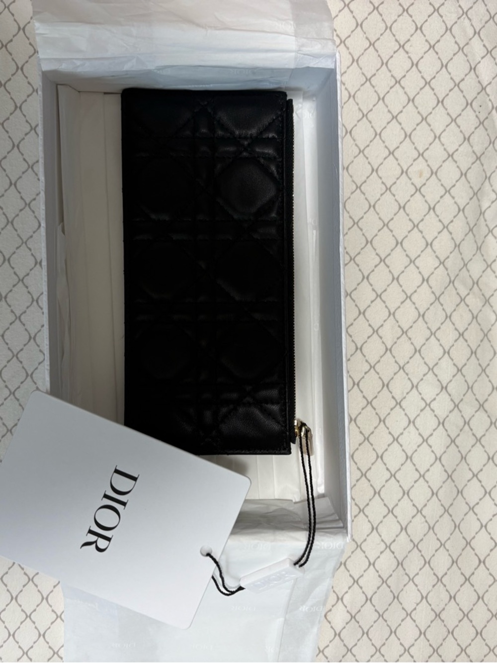 NWT Authentic Dior Black Quilted Leather Zip Pouch (2025)